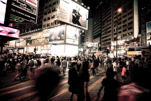 Hong Kong crowded street view 2015